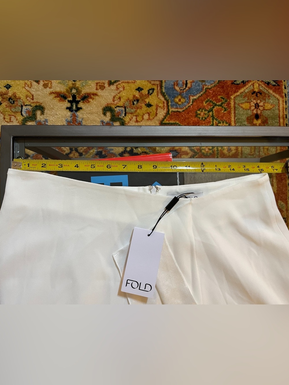 THE FOLD London Clever Crepe Almeida Skirt Ivory NWT US 10 UK 14 Asymmetric Midi - Picture 6 of 9